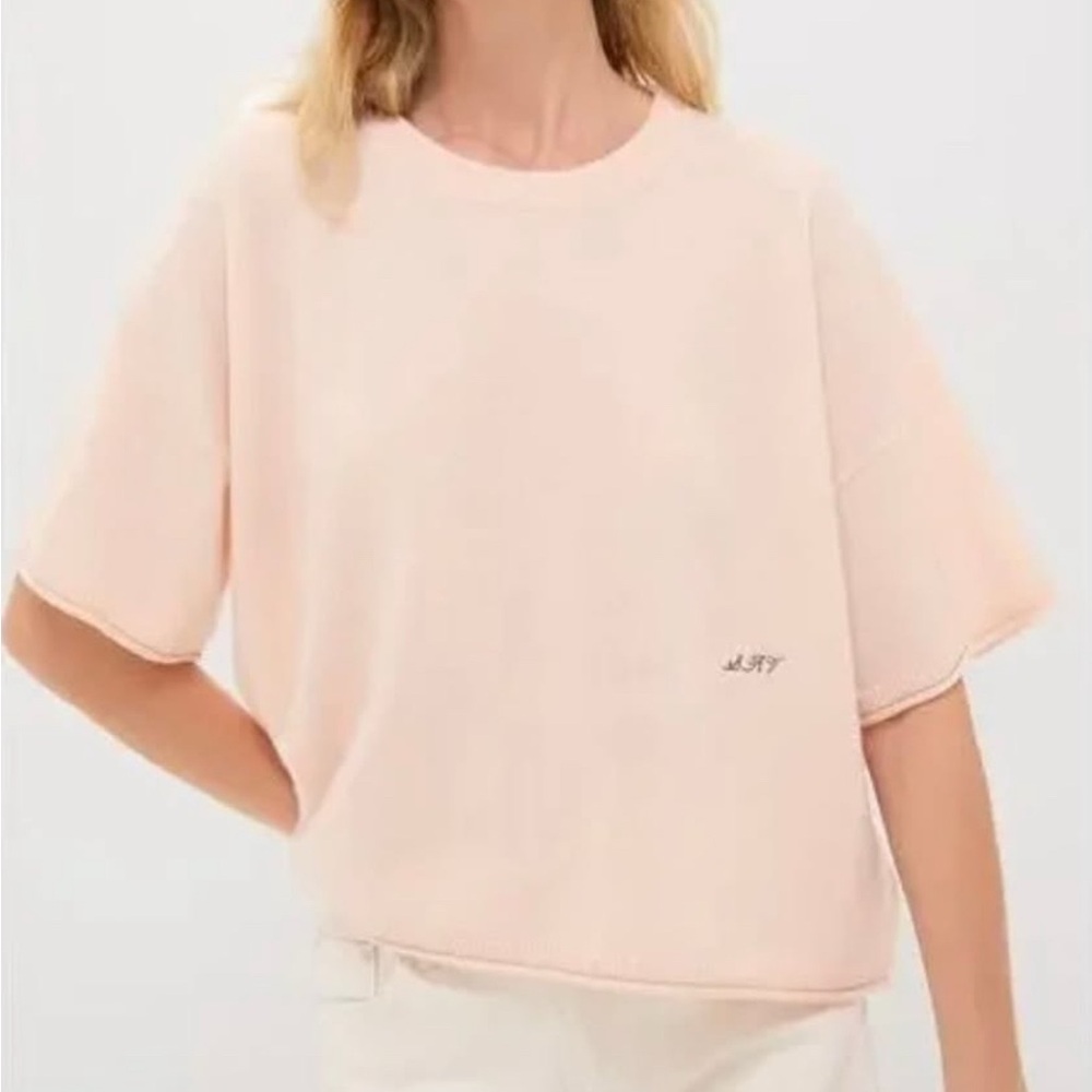 Tuckernuck 100% Cashmere Soft Pink Short Sleeve Lila Sweater